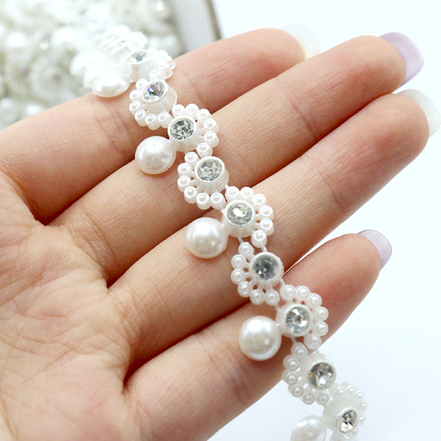 Wavy Shaped Pearl Rhinestone Trimming Supplier