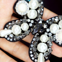 Butterfly Pearl Beaded Rhinestone Patches Supplier