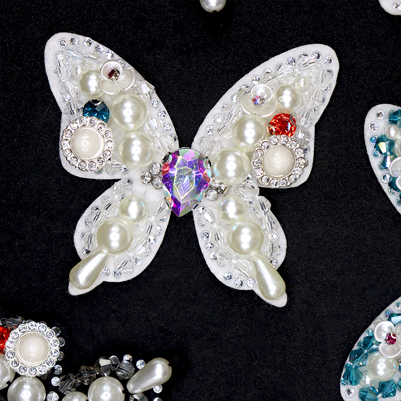 Butterfly Pearl Beaded Rhinestone Patches Supplier