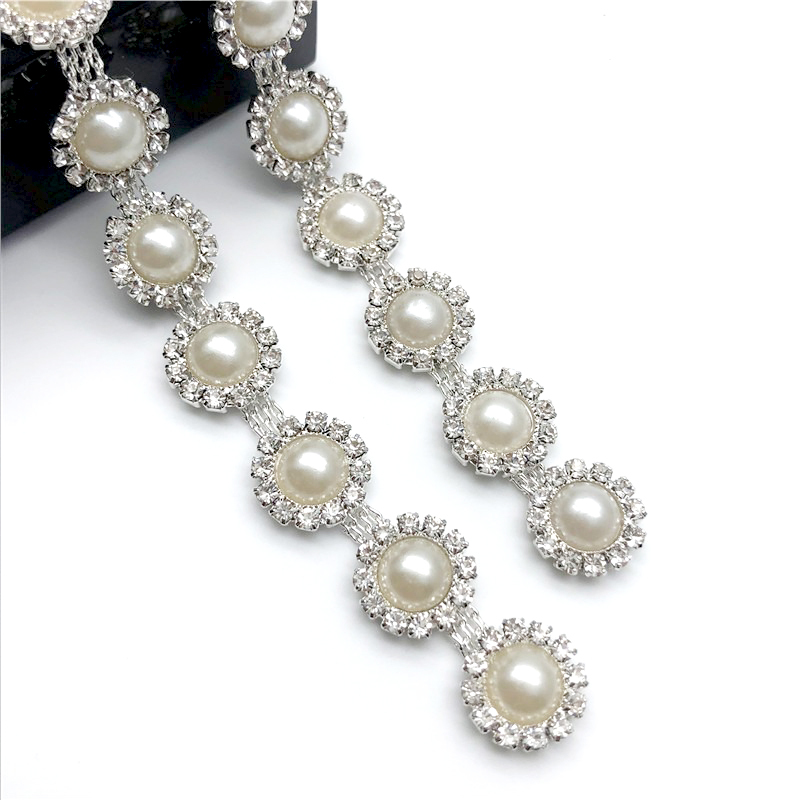Flower Shaped Pearl Rhinestone Chain Exporter