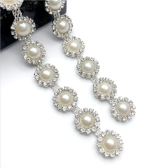 Flower Shaped Pearl Rhinestone Chain Exporter