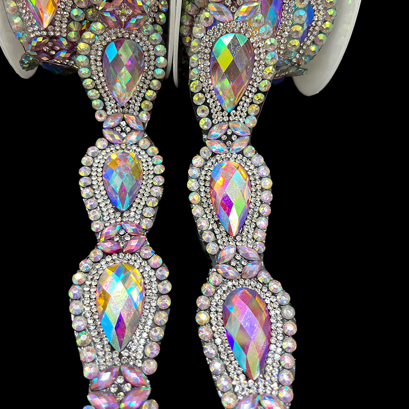 Drop Shape Hotfix Rhinestone Ribbon Trim Manufacturer