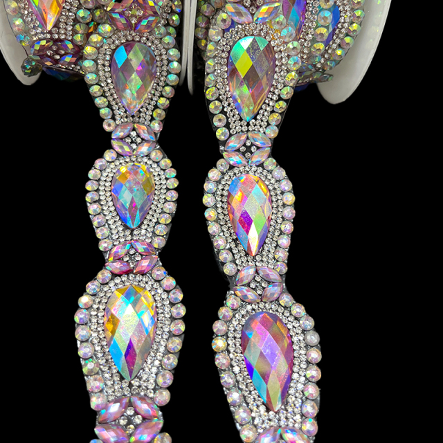 Drop Shape Hotfix Rhinestone Ribbon Trim Manufacturer