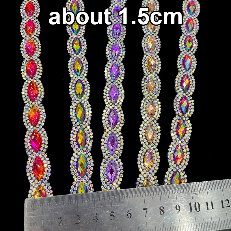 Oval Shape Hotfix Rhinestone Ribbon Trimming Factory