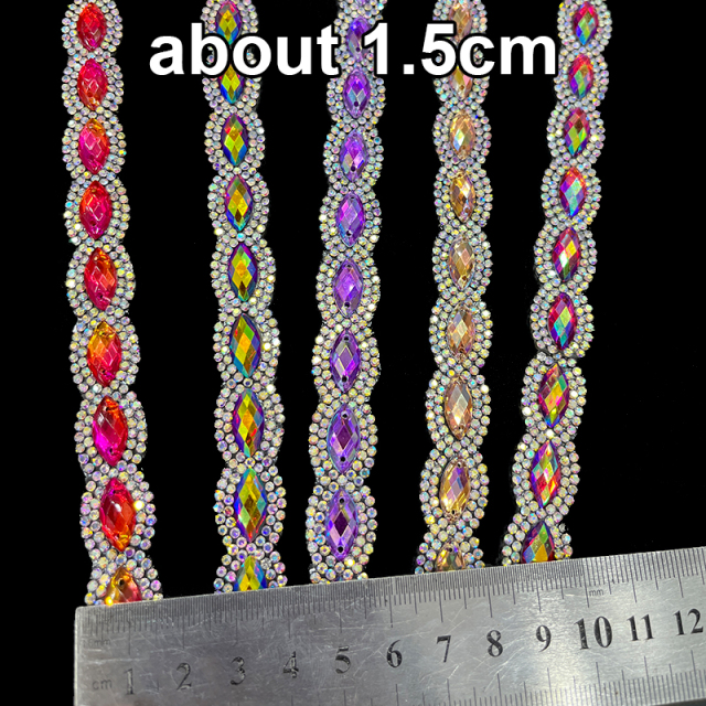 Oval Shape Hotfix Rhinestone Ribbon Trimming Factory