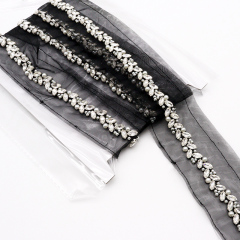 Pearl Beaded Rhinestone Applique Trim Custom