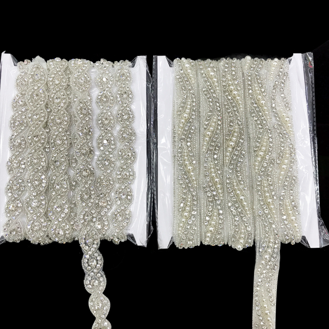 Pearl Beaded Crystal Applique Trim Factory