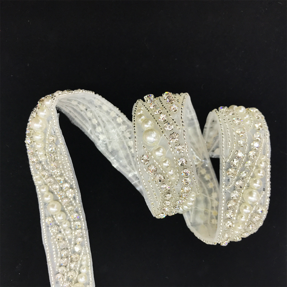 Pearl Beaded Crystal Applique Trim Factory