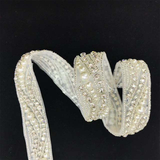 Pearl Beaded Crystal Applique Trim Factory