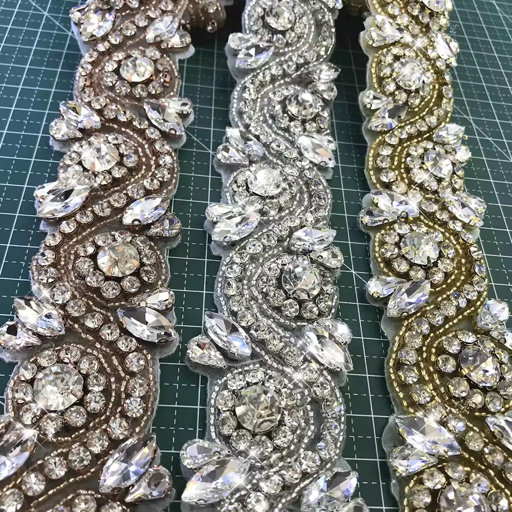 Beaded Rhinestone Applique Trimming Supplier