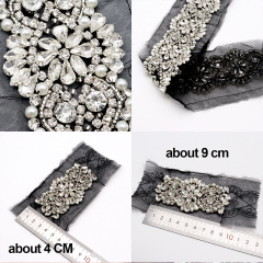 Pearl Beaded Rhinestone Applique Trim Custom