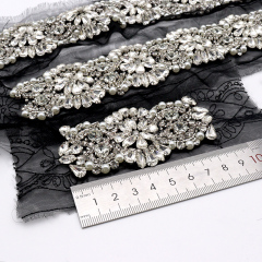 Pearl Beaded Rhinestone Applique Trim Custom