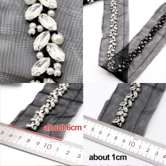 Pearl Beaded Rhinestone Applique Trim Custom