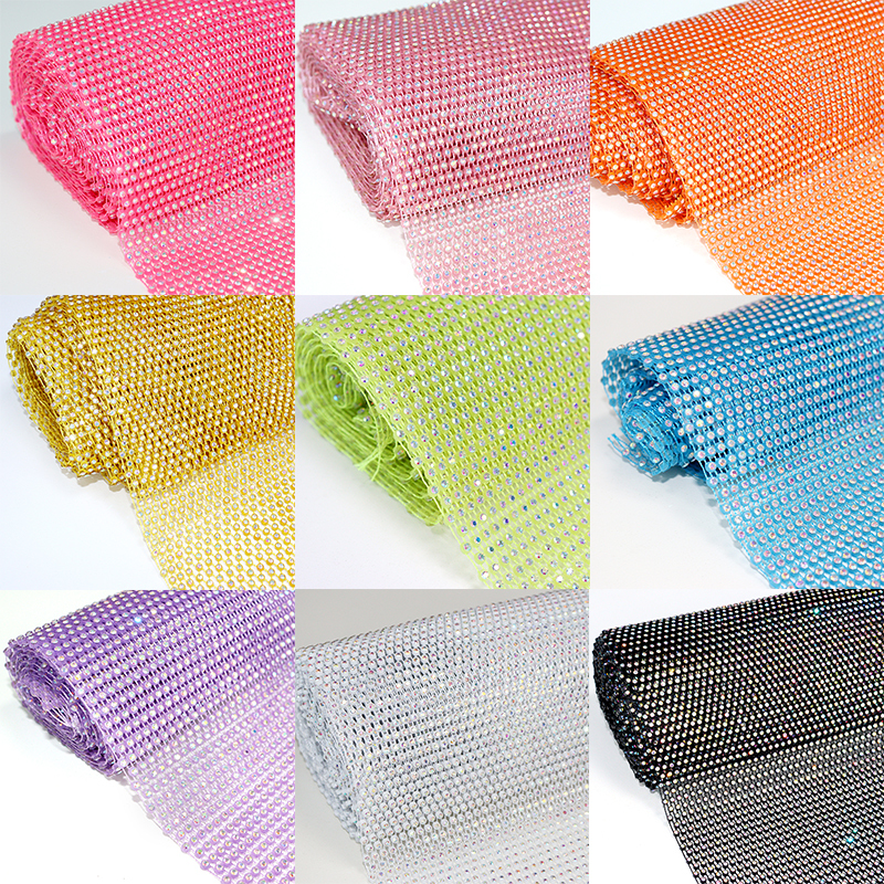53*54 Rows Multi Color Plastic Rhinestone Mesh Supplier