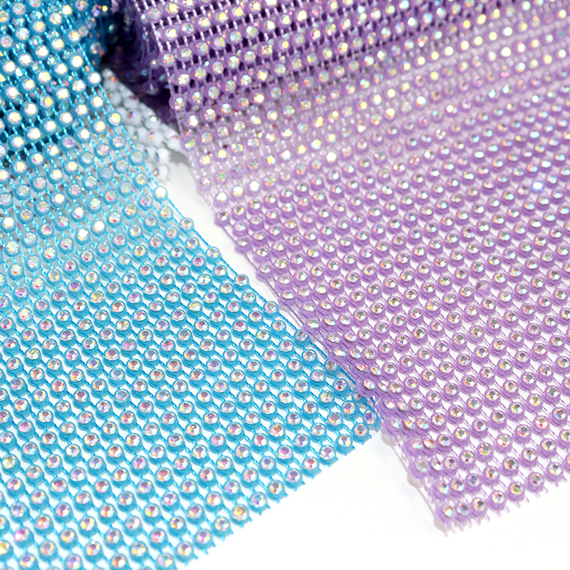 53*54 Rows Multi Color Plastic Rhinestone Mesh Supplier