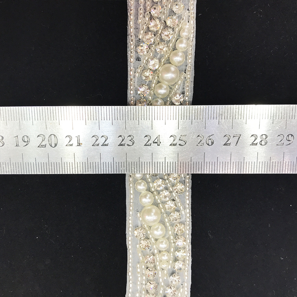 Pearl Beaded Crystal Applique Trim Factory