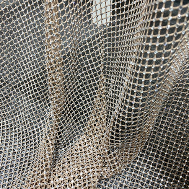 SS8 White Rhinestone Mesh Fabric Supplier