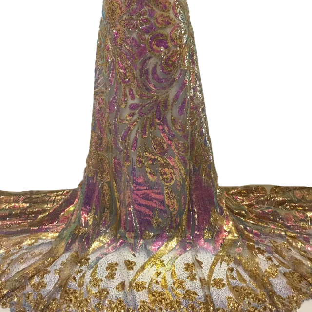 Flower Pattern Sequin Tulle Mesh Fabric Wholesale