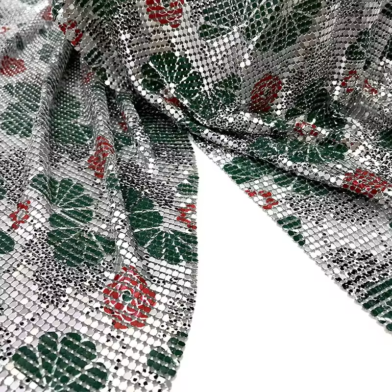 Floral Pattern Chainmail Mesh Sequin Fabric Manufacturer