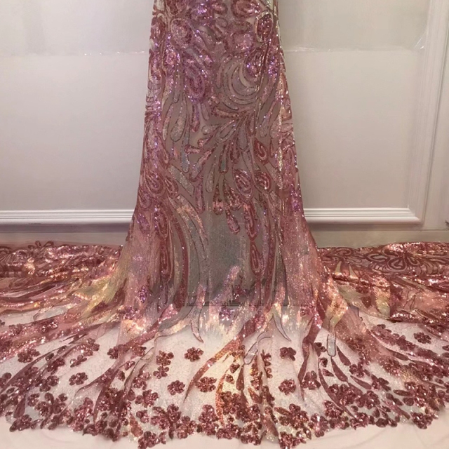 Flower Pattern Sequin Tulle Mesh Fabric Wholesale