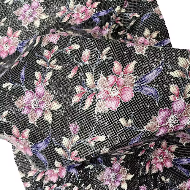 Floral Pattern Chainmail Mesh Sequin Fabric Manufacturer