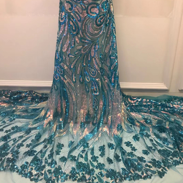 Flower Pattern Sequin Tulle Mesh Fabric Wholesale