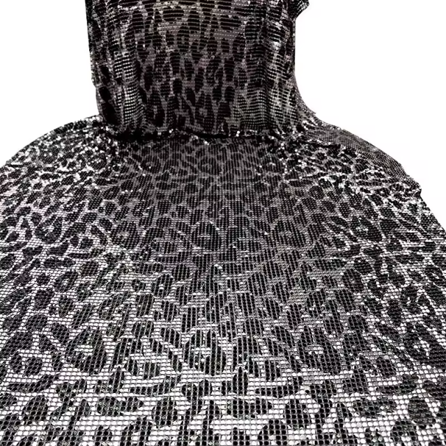 Black & White Chainmail Mesh Sequin Fabric Wholesale
