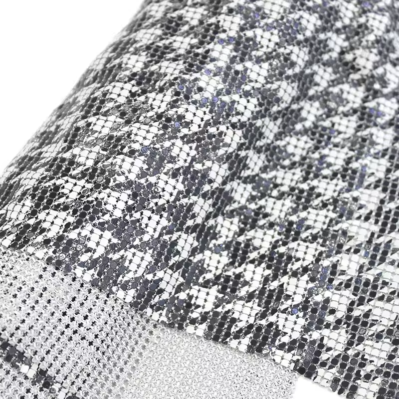 Black & White Chainmail Mesh Sequin Fabric Wholesale