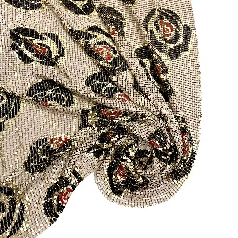 Floral Pattern Chainmail Mesh Sequin Fabric Manufacturer