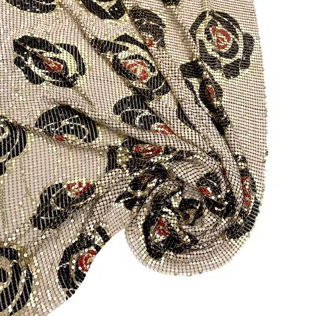 Floral Pattern Chainmail Mesh Sequin Fabric Manufacturer