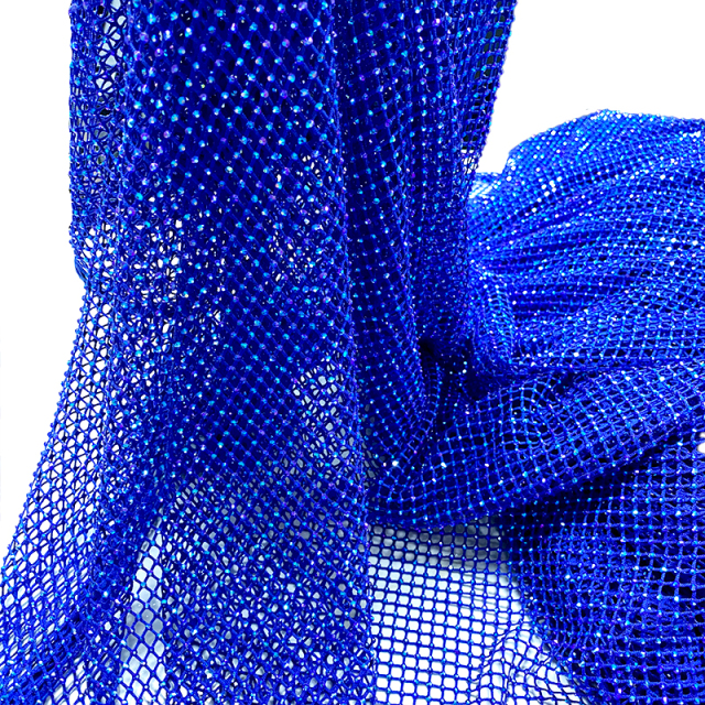 SS10 Deep Blue AB Crystal Mesh Fabric Supplier