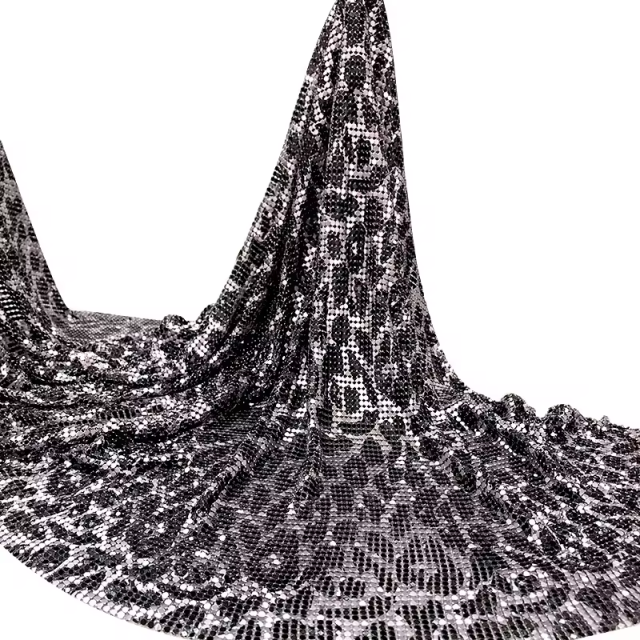 Multi Pattern Metallic Sequin Mesh Fabric Factory