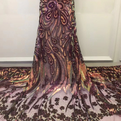 Flower Pattern Sequin Tulle Mesh Fabric Wholesale