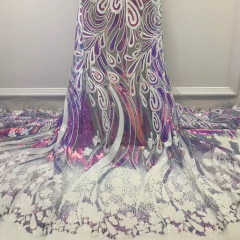 Flower Pattern Sequin Tulle Mesh Fabric Wholesale