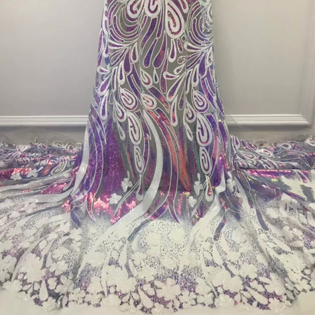Flower Pattern Sequin Tulle Mesh Fabric Wholesale