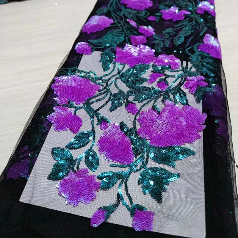 Floral Pattern Sequin Tulle Mesh Fabric Supplier