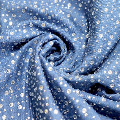 Randomly Mix 3 Different Sizes White Crystal Denim Fabric Supplier