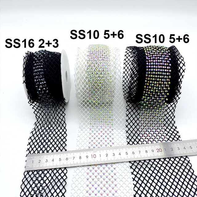 Garment Edge Decor Rhinestone Mesh Trim Custom