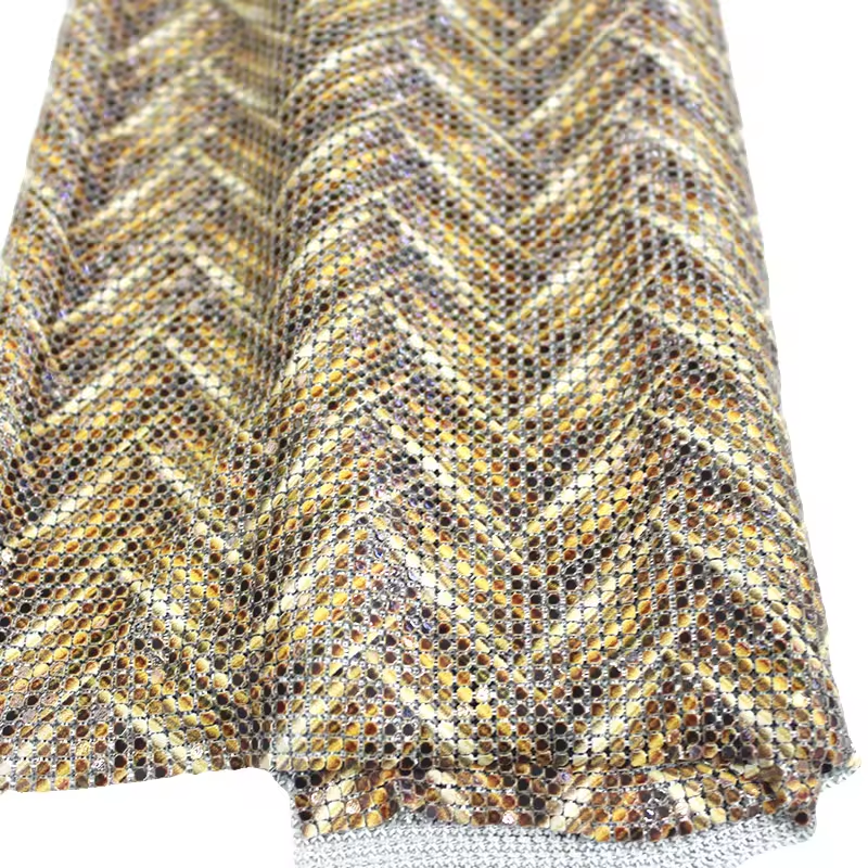 Multi Pattern Metallic Sequin Mesh Fabric Factory