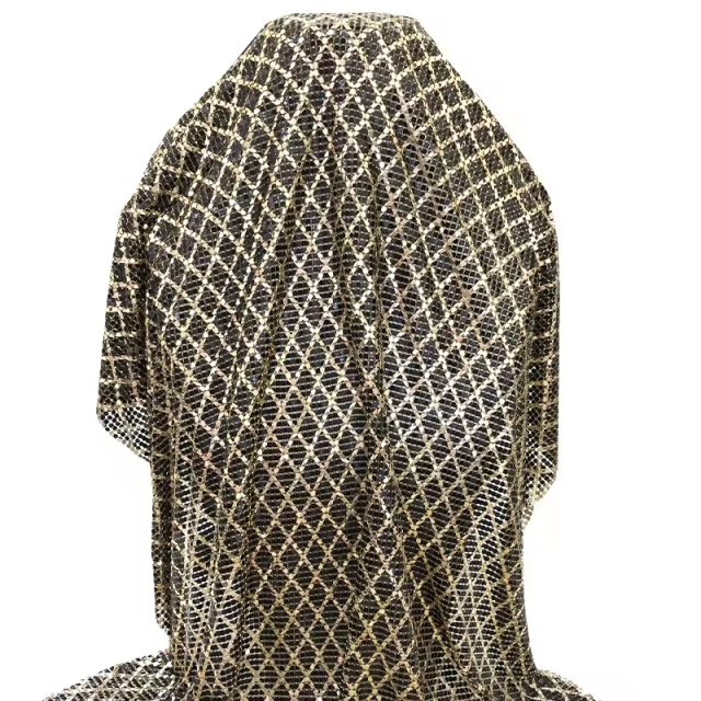 Multi Pattern Metallic Sequin Mesh Fabric Factory