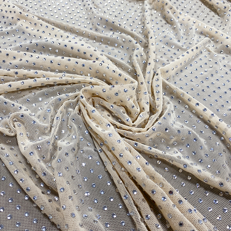 SS10 White Crystal Tulle Mesh Fabric Custom