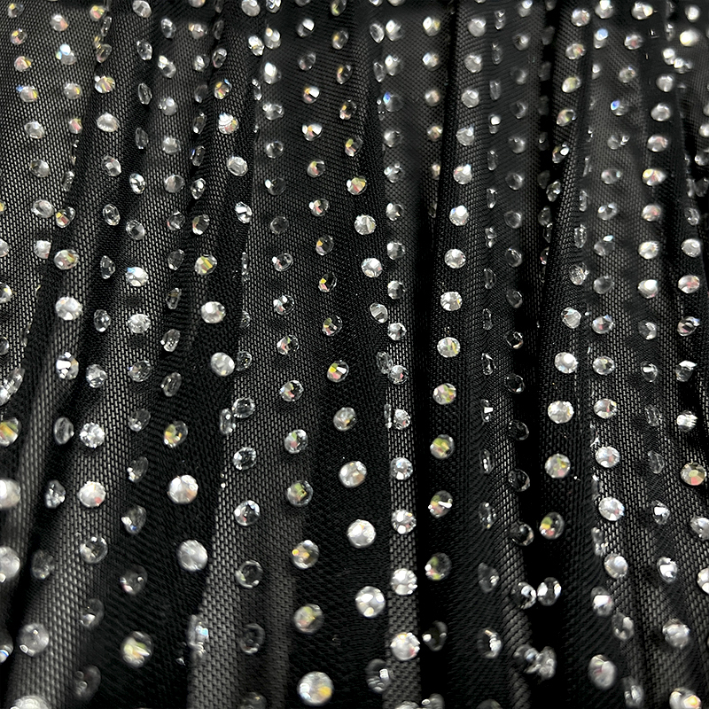 SS16 White Crystal Tulle Mesh Fabric Manufacturer