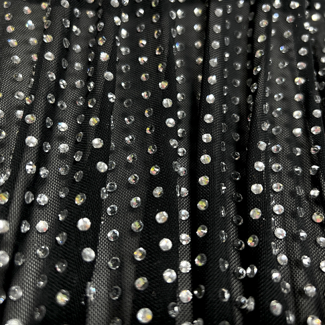 SS16 White Crystal Tulle Mesh Fabric Manufacturer