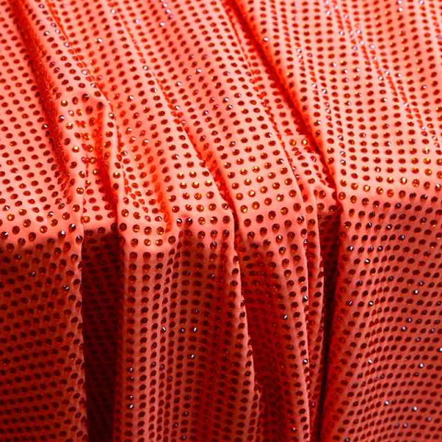 SS10 Orange Rhinestone Fabric Custom