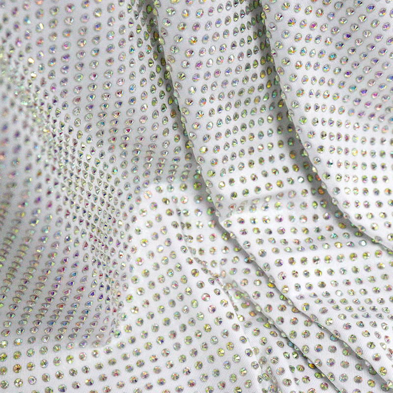 SS10 White AB Crystal Fabric Wholesale