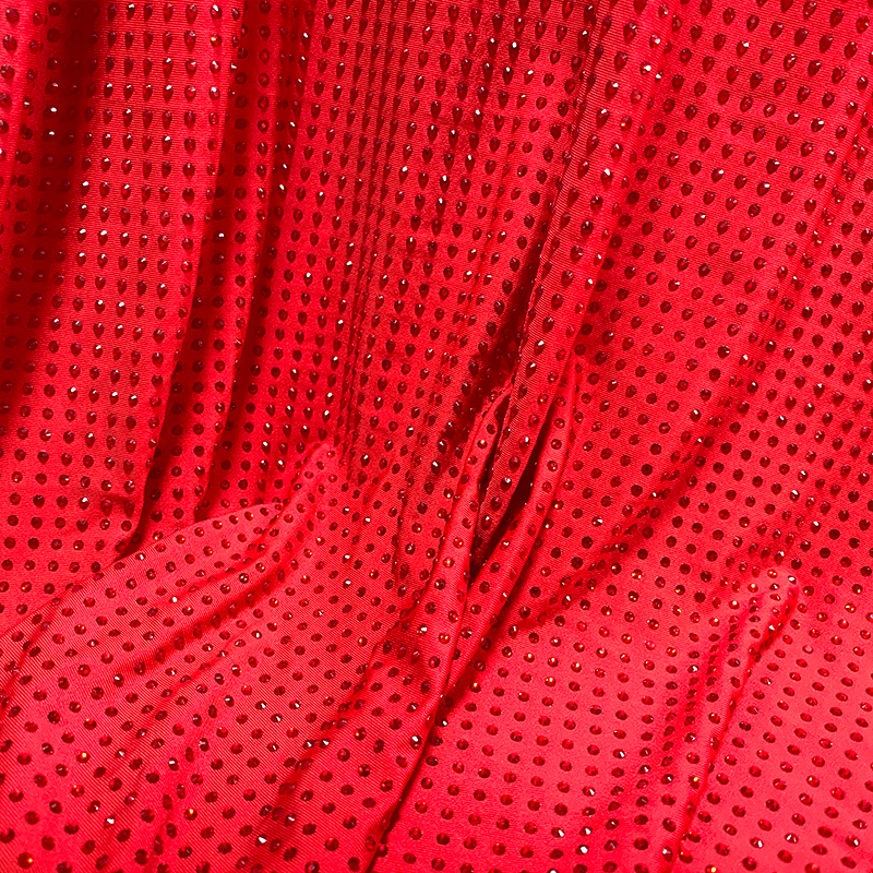 SS10 180g Red Rhinestone Fabric Manufacturer