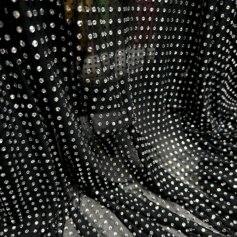 SS16 White Crystal Tulle Mesh Fabric Manufacturer