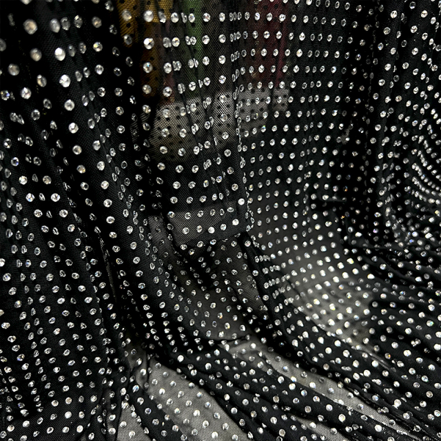 SS16 White Crystal Tulle Mesh Fabric Manufacturer