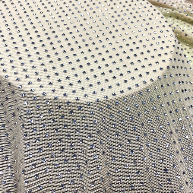 SS10 White Crystal Tulle Mesh Fabric Custom