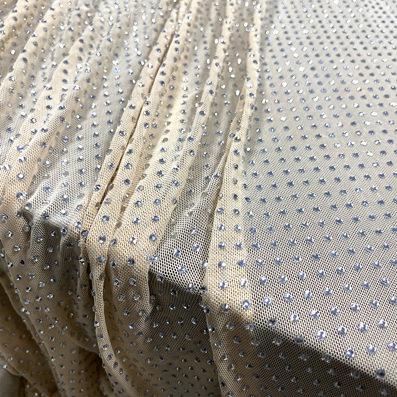 SS10 White Crystal Tulle Mesh Fabric Custom